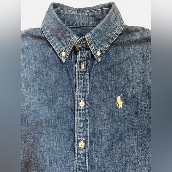 Ralph Lauren Blue Denim Button-Front Shirt Dress - Picture 5 of 6